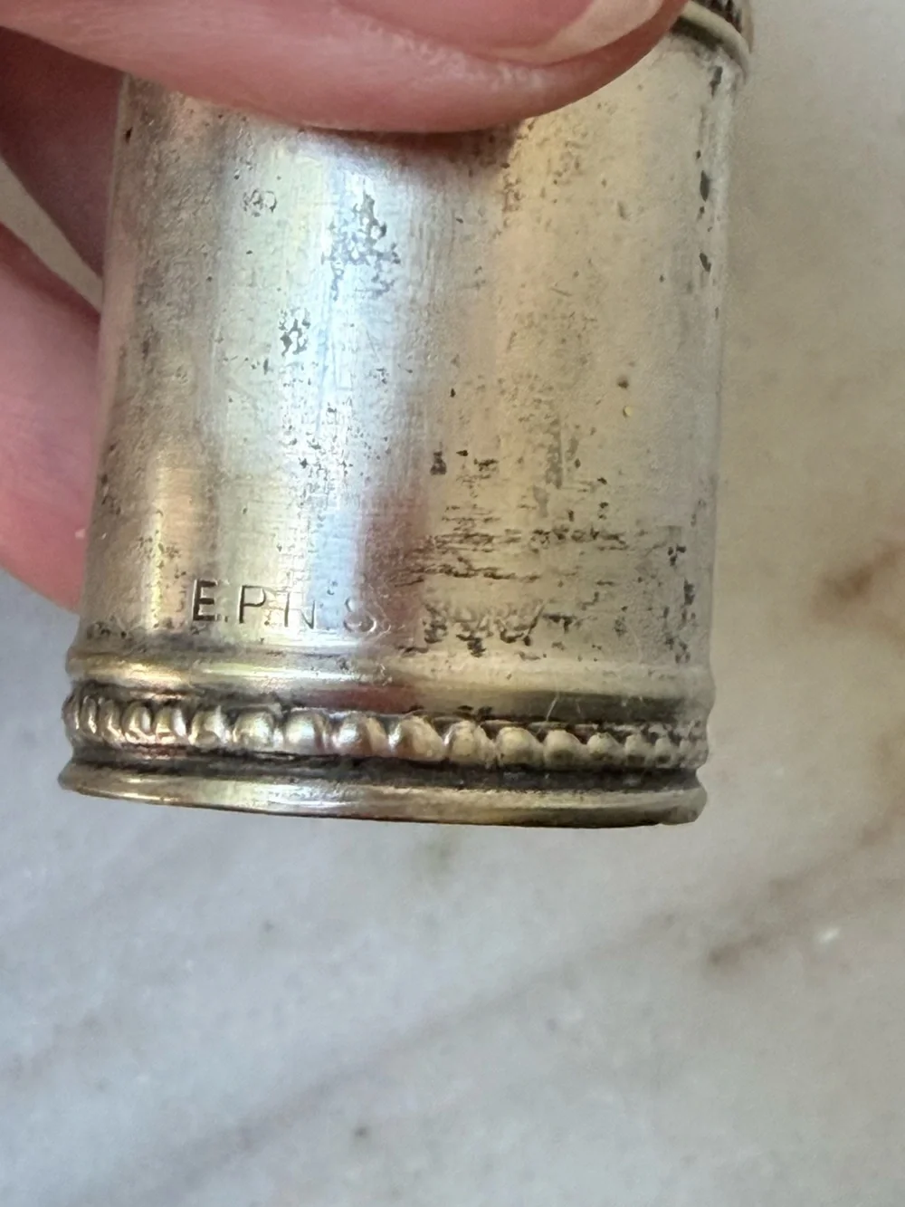 pair of antique EPNS silver salt and pepper shakers
